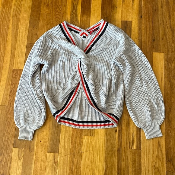 Signature8 Women’s Grey Knit Cross Front Sweater Size S - Picture 1 of 9